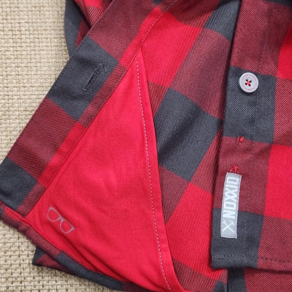 DIXXON Women's Flannel Shirt Fifty Fifty Button Down L/S Red Buffalo Plaid Small - Picture 6 of 8